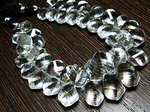 13 inch natural beads strand of 10x6-16x8mm faceted drop rock crystal gemstone beads for DIY jewelry - necklace, bracelet, earring, ring.