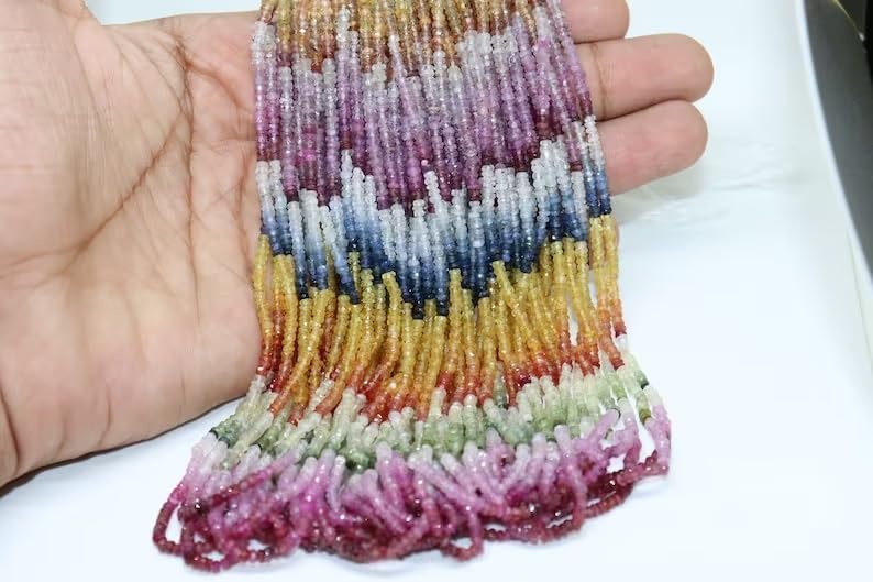 Multi Sapphire Faceted Rondelle Beads 2.5 mm Multi Rainbow Beads Multi Sapphire Beads Wholesale Beads 10 Strands Lot Multi Sapphire Beads