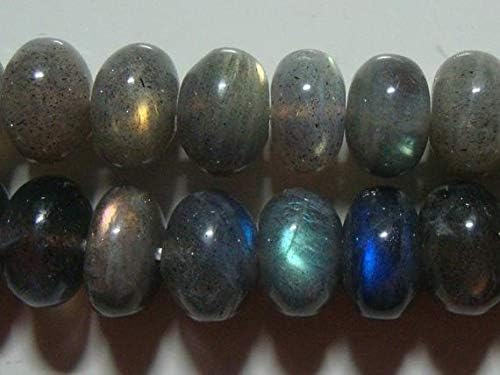 Blue Green Gold Flash Labrarite Smooth Rondelle Bead, 8 Inch Long Strands 9-10x5-7mm, Code-HIGH-61972