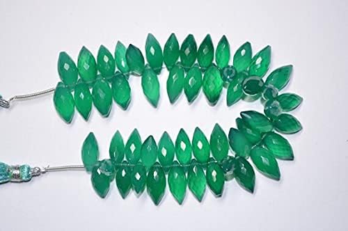 Emerald Green Green Onyx Faceted Dewdrops Shape Briolette Beads 6x14mm-6