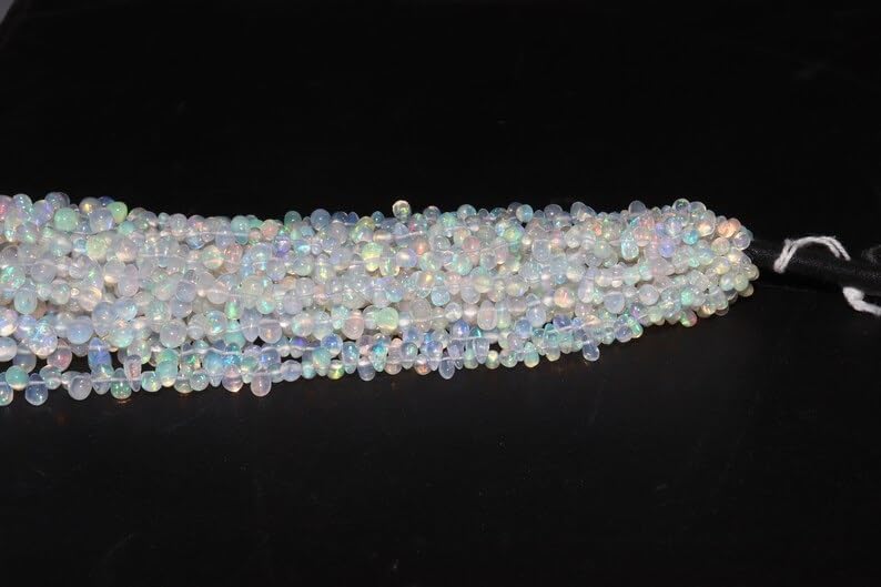 AAA+ Ethiopian Opal Smooth Rondelle Beads 3 * 5-6 * 8 mm Ethiopian Opal Smooth Tear Drops Shape Bead Fire Opal Beads Flashy Opal Bead for Making Jwelery