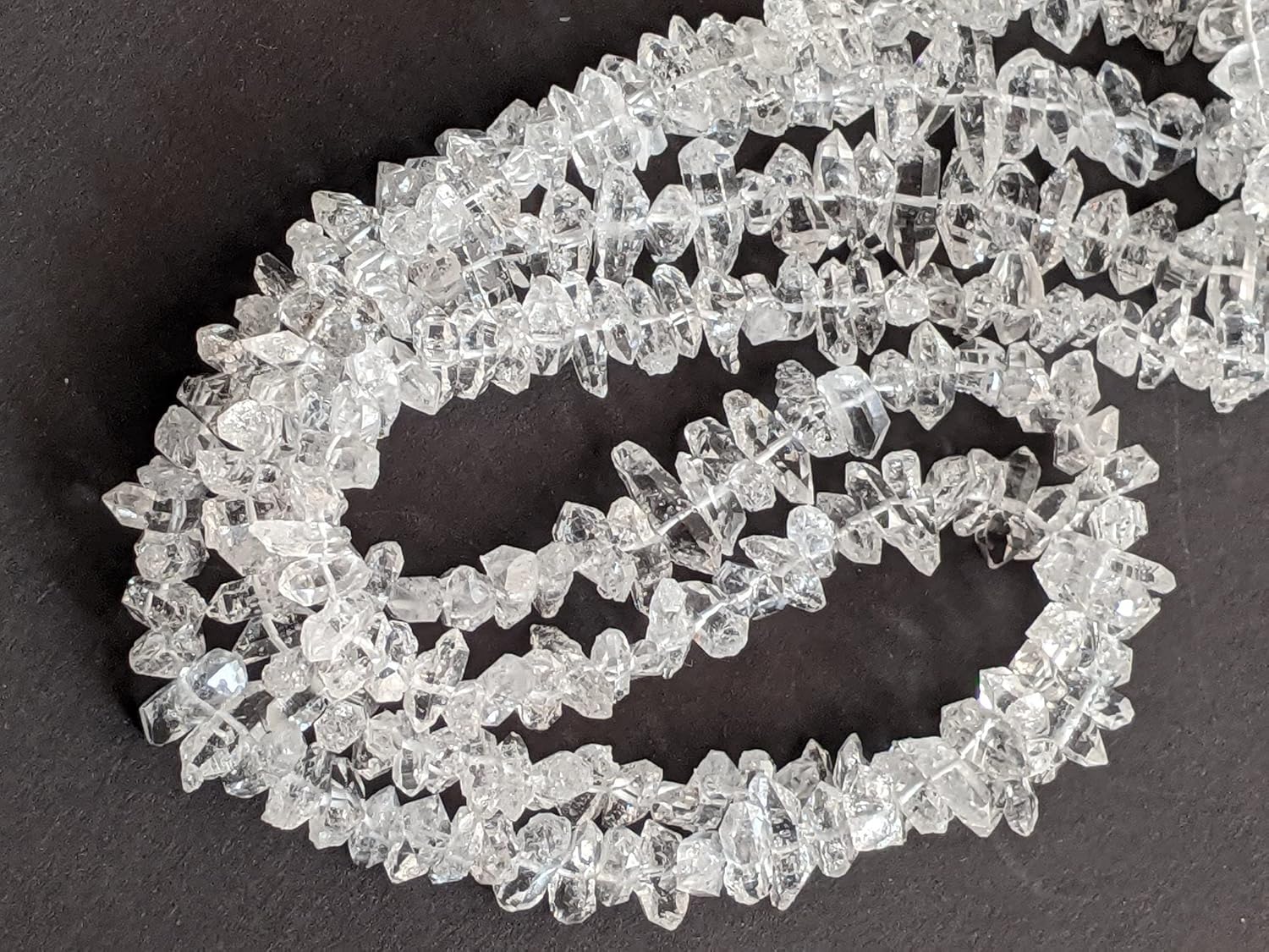 Clear Herkimer Diamond Beads, 8-11 mm Natural Center Drilled Clear Raw Herkimer Diamond Quartz Nuggets for Jewelry (4 IN To 16 IN) - ASG55