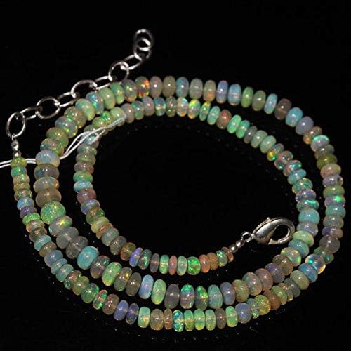 Beads Gemstone Welo Fire Ethiopian Opal Smooth Loose Rondelle Gemstone Craft Beads Strand Necklace 16 Inch Long 5mm 3mm Code-HIGH-27718, Gemstone Metal Stone