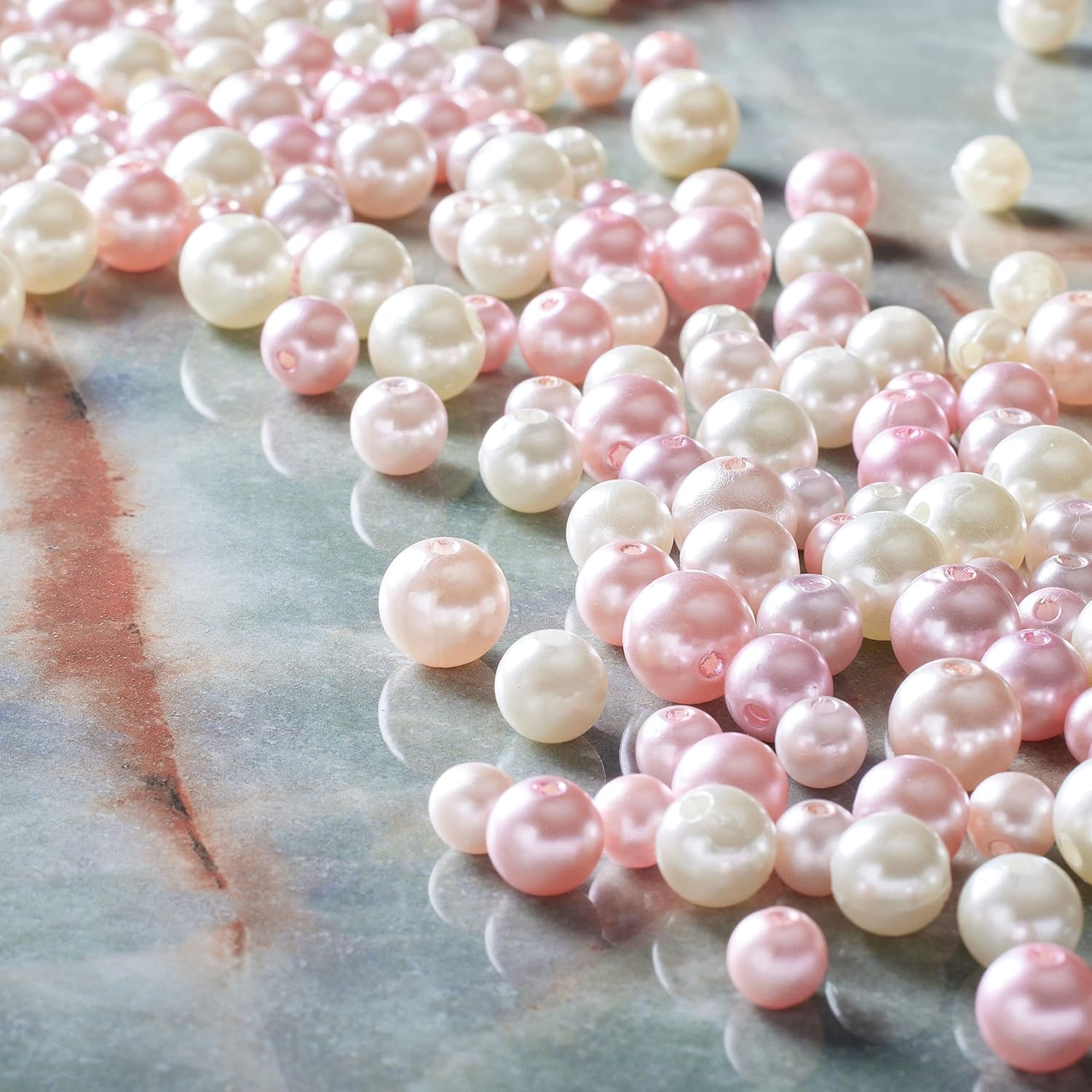 Bead Landing Ivory & Pink Plastic Pearl Round Beads, 6 Pack