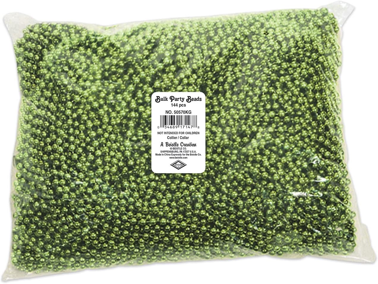 Beistle Bulk 720-Pack Small Round Party Beads, 7mm by 33-Inch, Light Green