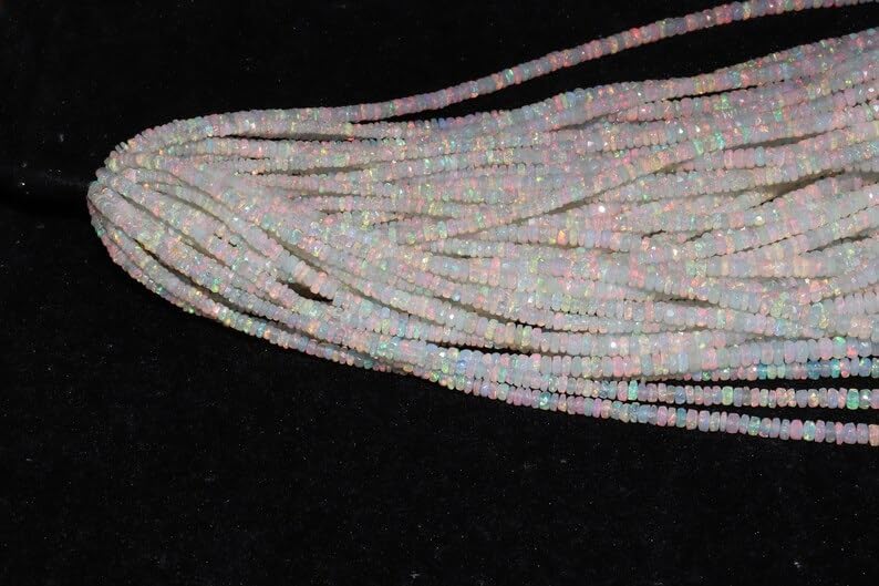 Ethiopian Welo Opal Bead Opal Rondelle Beads 3-5 mm Opal Cut Beads Multi Fire Opal Beads AAA+ Ethiopian Opal Faceted Rondelle Beads for Making Jwelery