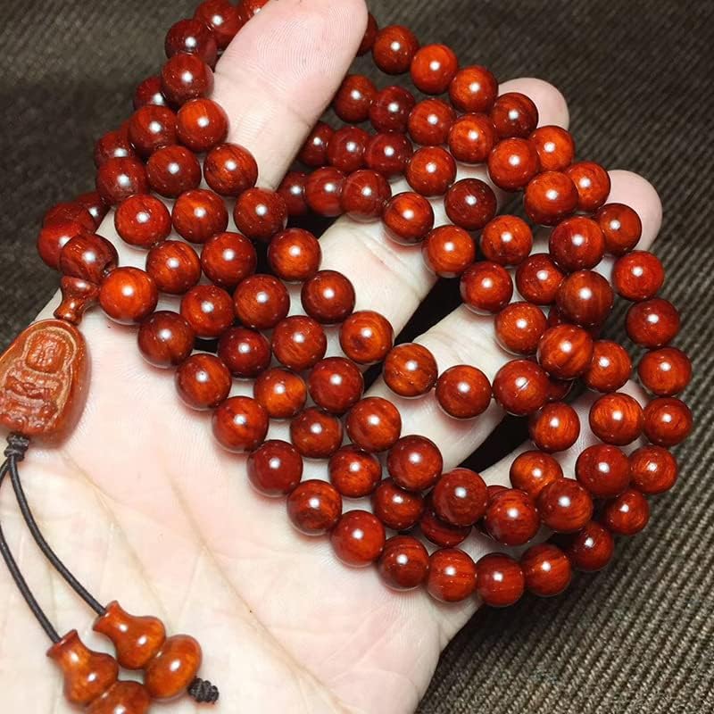 xiexuelian 【小沙弥款】小叶紫檀0.8 * 108颗鸡血红佛珠手串手链念珠(小叶紫檀小沙弥款)