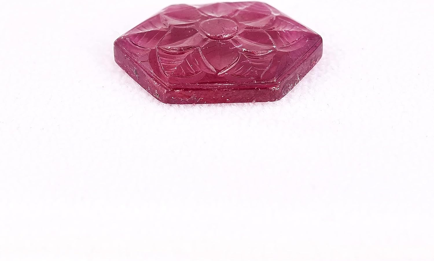 34.80 Ct Ruby Hand Carved Fancy Shape Loose Gemstone Flower Carved Cabochon For Making Pendant, Necklace Jewelry Designs