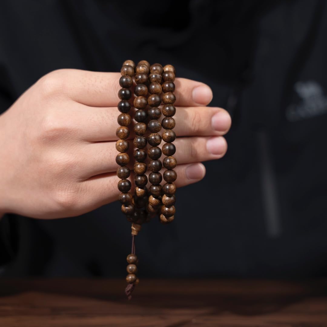 Vietnamese Nha Trang White Agarwood Burl Old Wood Agarwood 8mm*108 Beads Multi-Circle Prayer Beads Sink-Grade