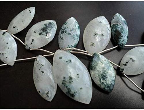 moss agate briolettes/faceted marquise/green moss agate/moss agate beads/ 16x24mm to 18x35mm/ 9 pieces