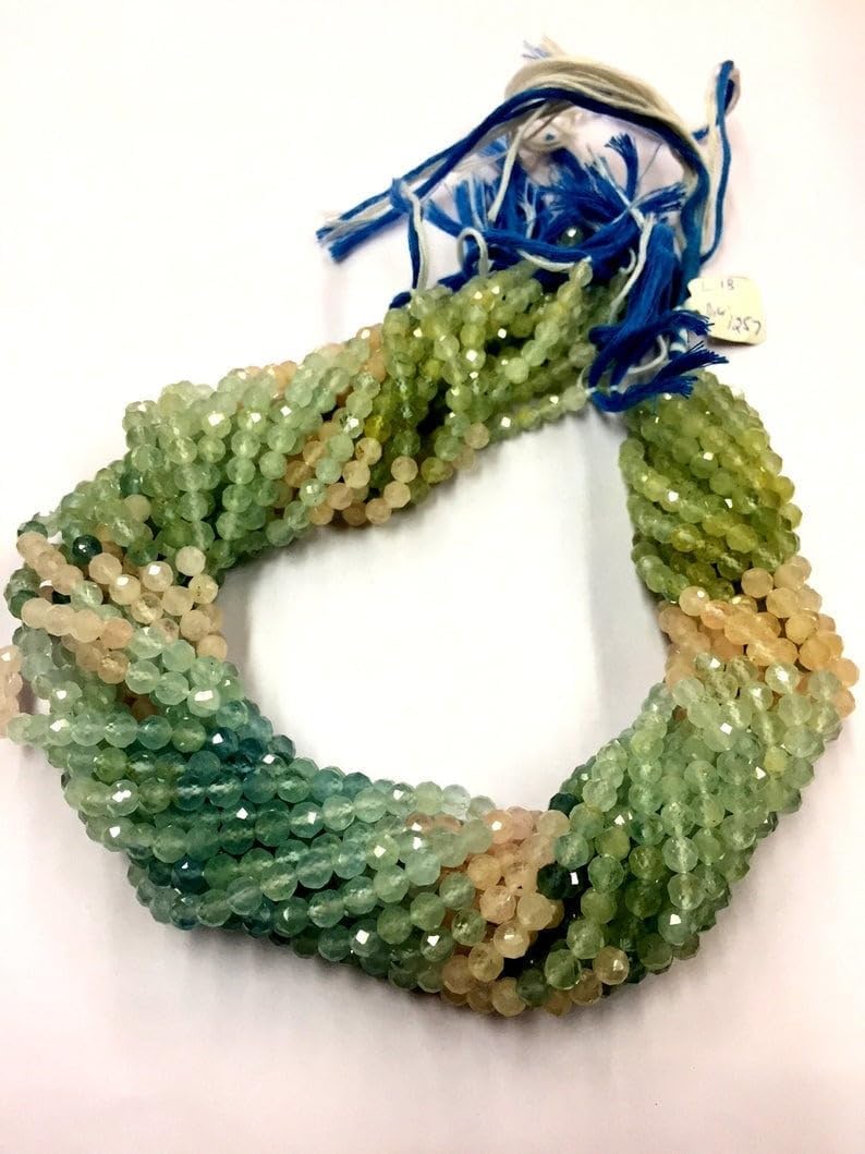 Natural Aquamarine Round Faceted Beads 5mm 16 inch Long String Jewelry Making Gemstone Beads for Necklace Bracelet