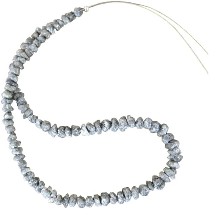 3-4mm Sparkling Gray Natural Diamond Drilled Beads, Uncut Beads, Rough Raw Diamond Beads For Jewelry (4IN To 16IN Options), 4-3 MM