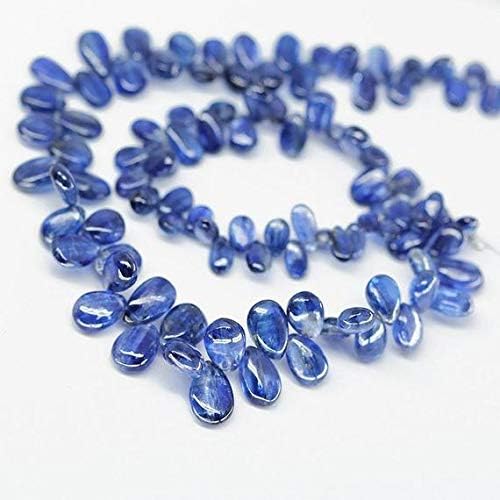 Royal Blue AAA Kyanite Smooth Pear Drop Gemstone Craft Loose Beads Strand 4 Inch Long 9mm 13mm Code-HIGH-1594