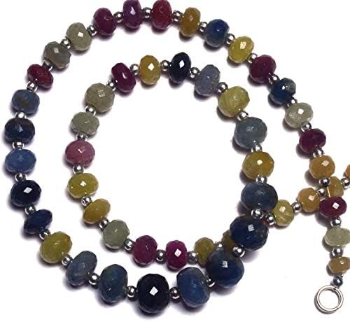 Natural Gemstone Multi Sapphire 6 to 10MM Faceted Rondelle Beads 16.5