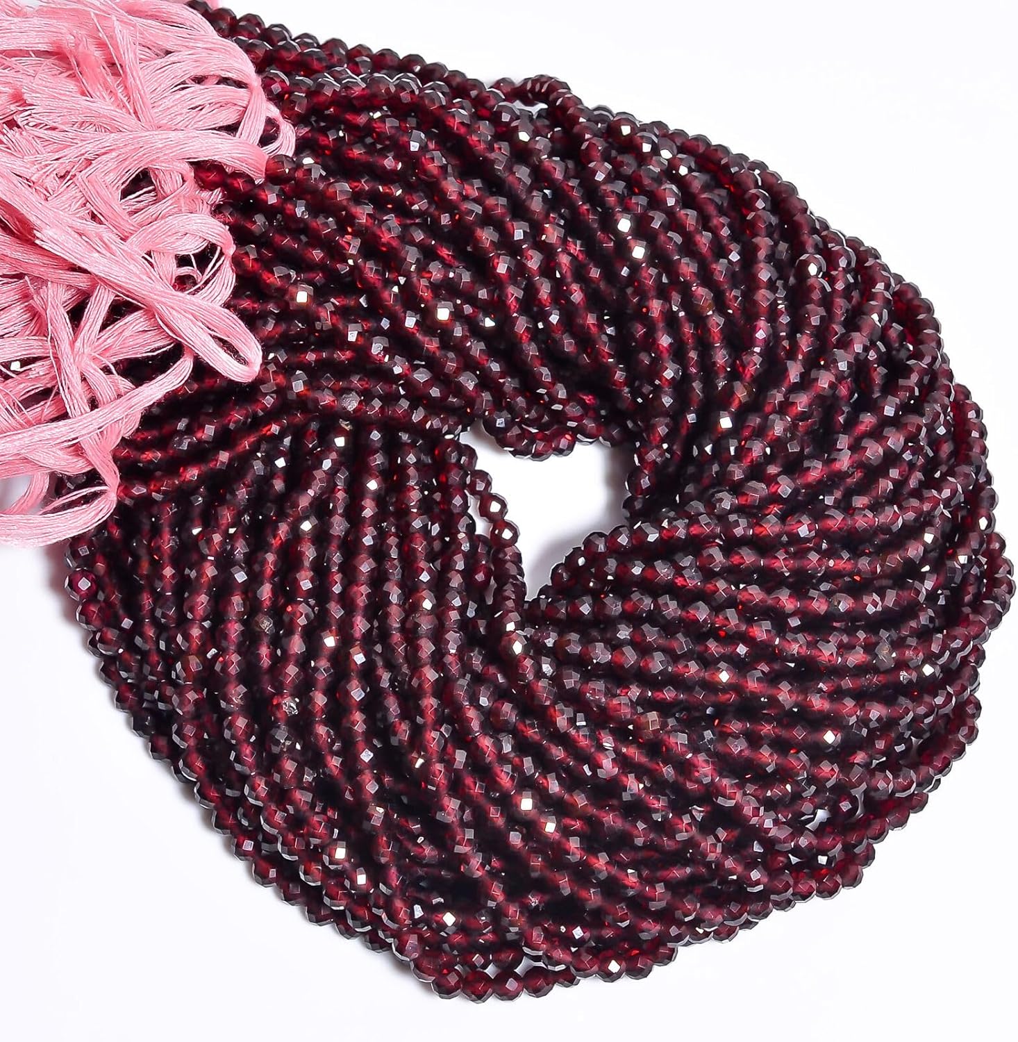 Natural Mozambique Garnet Gemstone Round Faceted Beads 4X4 mm 50 Strand 13