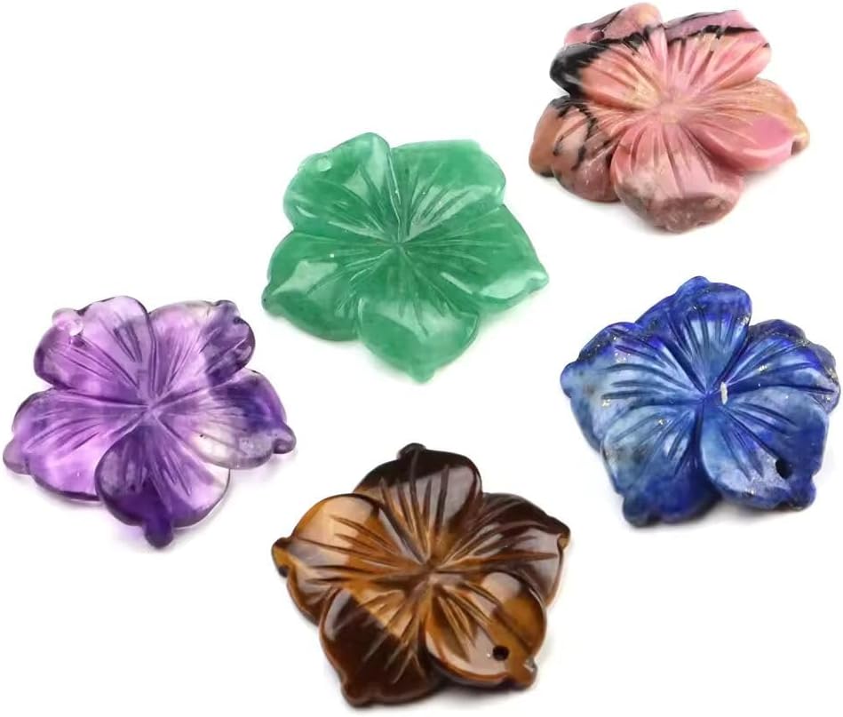 28mm Hand-Carved Peach Blossom Pendant | Natural Crystal Gemstone Bead | Feng Shui & Decorative Craft