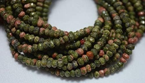 BEADS GEMSTONE 5 Strands Unakite Beads, Faceted Rondelle Beads, Unakite Rondelle 4mm Beads, Gemstone Beads, 13 Inch Code-HIGH-24488
