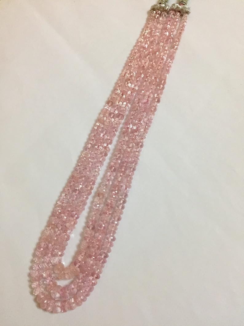 Natural Pink morganite rondelle Faceted Beads 5-8mm 16 inch Long String Jewelry Making Gemstone Beads for Necklace Bracelet
