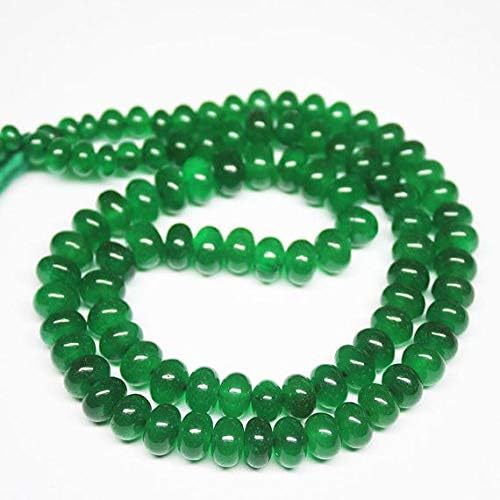 Natural Emerald Green Jade Smooth Gemstone Rondelle Gemstone Loose Craft Beads Strand 18 Inch Long 5mm 8mm Code-HIGH-820
