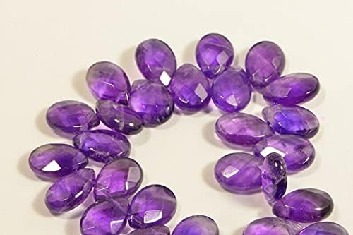 8 inch Strand of Natural Amethyst 12x8mm pear Smooth briolette Beads for DIY Jewelry Making. |BRIO_00253