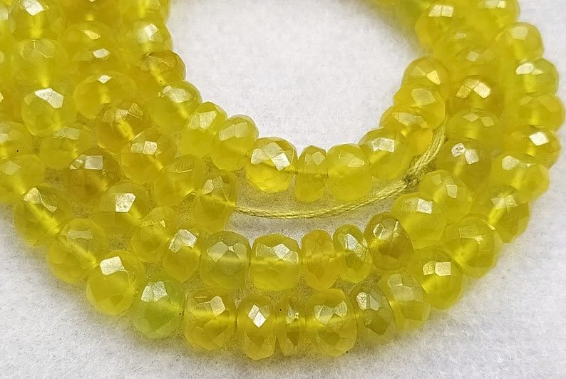 13 inch Strand of Natural gem Mystic Green Chalcedony, 5-5.5mm rondelle Faceted Beads for DIY Jewelry Making. | Beads_05756