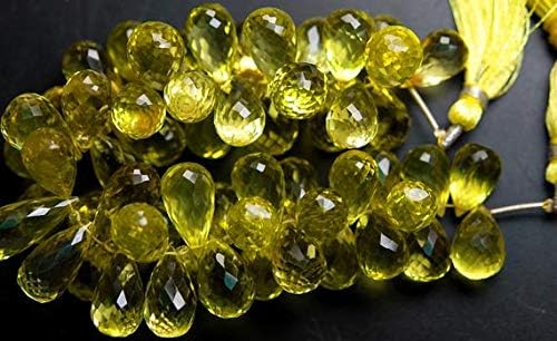 7 Inches Strand, AAA Green Gold Lemon Topaz Faceted Large Tear Drops, Size 25-16mm Code-HIGH-52308