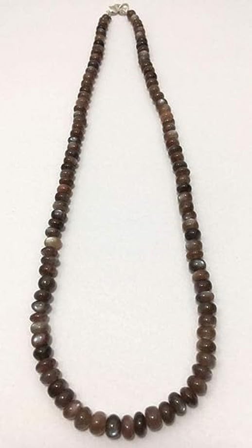 Hand_Crafted Natural Chocolate Moonstone Smooth Rondelle 5x7mm Gemstone Beads 16 Inch Long YO-NECK-18485