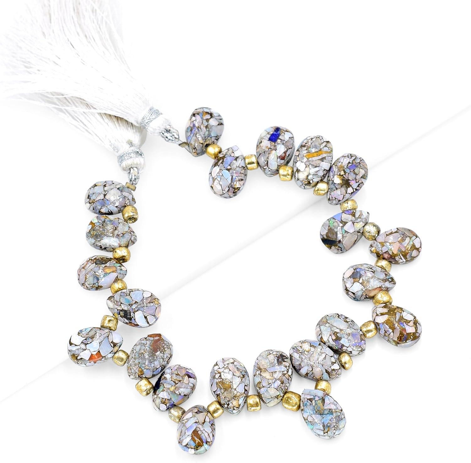 Natural White Ethiopian Copper Turquoise Gemstone Loose Beads for Jewelry Making DIY Bracelet Necklace 10X14mm Faceted Crystal Calibrated Stone Briolette Gems Crafting Bead