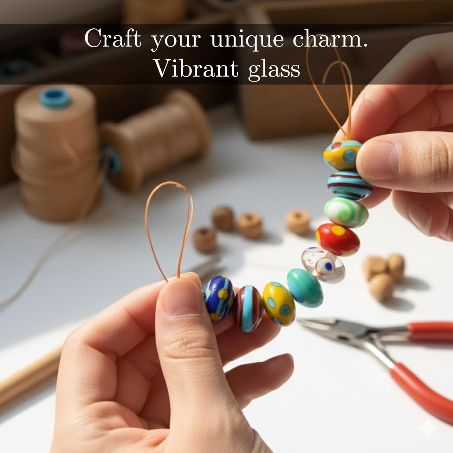 Handcrafted Multicolor Lampwork Glass Beads | Decorative Mixed Rondelle Shape Artistic Beads | Available in 10 Strands | Premium Loose Beads for Jewelry Making & Crafts