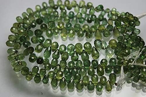 6 Inch Strand,Super, AAA Green Apatite Faceted Drops Briolettes,Size 5.5-7mm Code-HIGH-54482