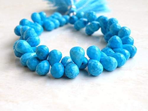 Howlite Dyed Turquoise Gemstone Blue Faceted Teardrop Briolette 9 to 10mm 55 Beads Full Strand Code-HIGH-58195