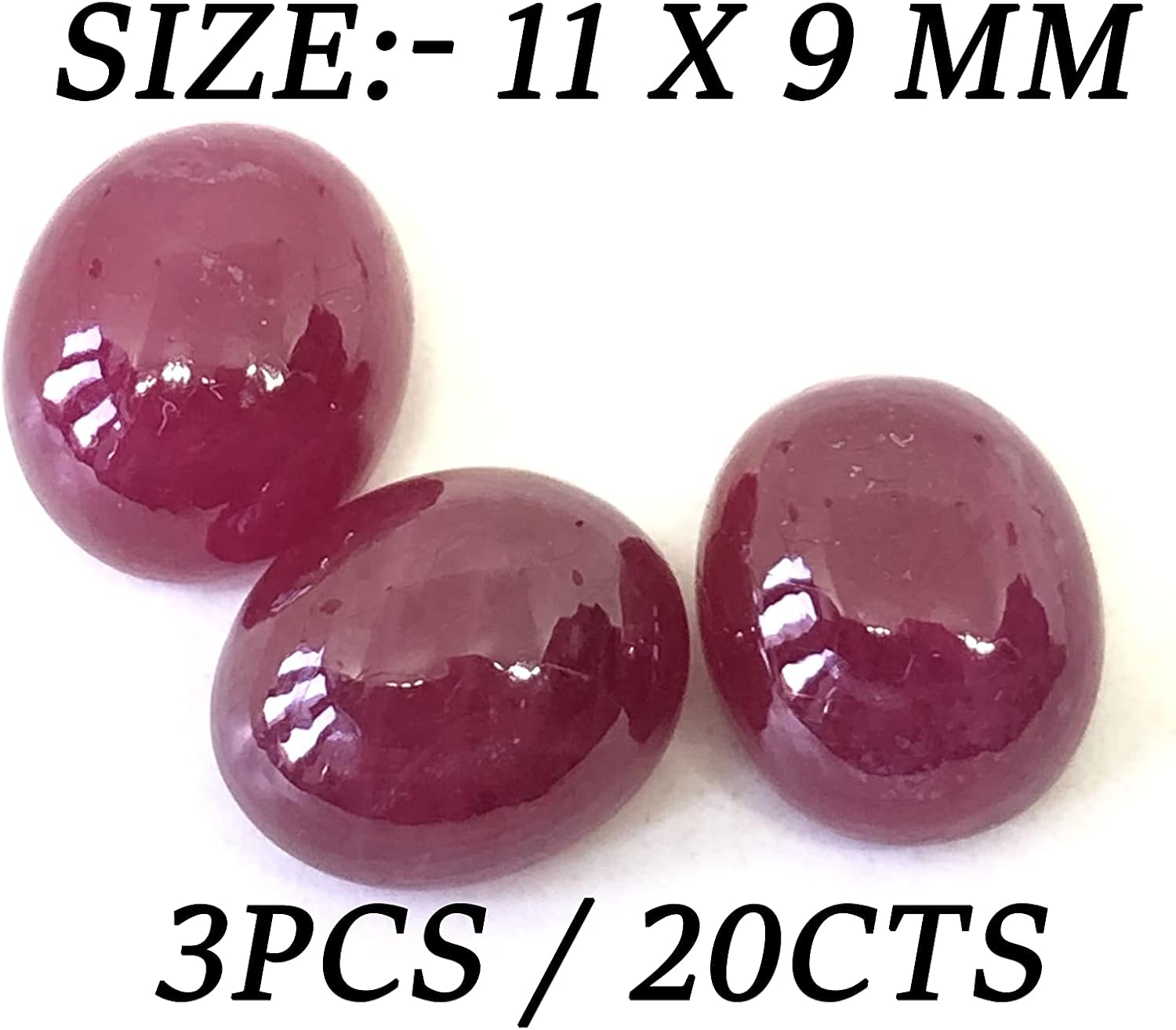 20 Ct Deep Red Ruby Oval Shape Cabochon Size 11x9 mm Valuable 3 Pieces Set Loose Gemstone Best For Making Earring, Ring, Pendant Jewelry Set