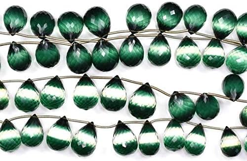 3 Matched Pairs Super Finest Bio Green Tourmaline Quartz Step CutTeardrops Shape Briolette-12x16MM Code-HIGH-58738