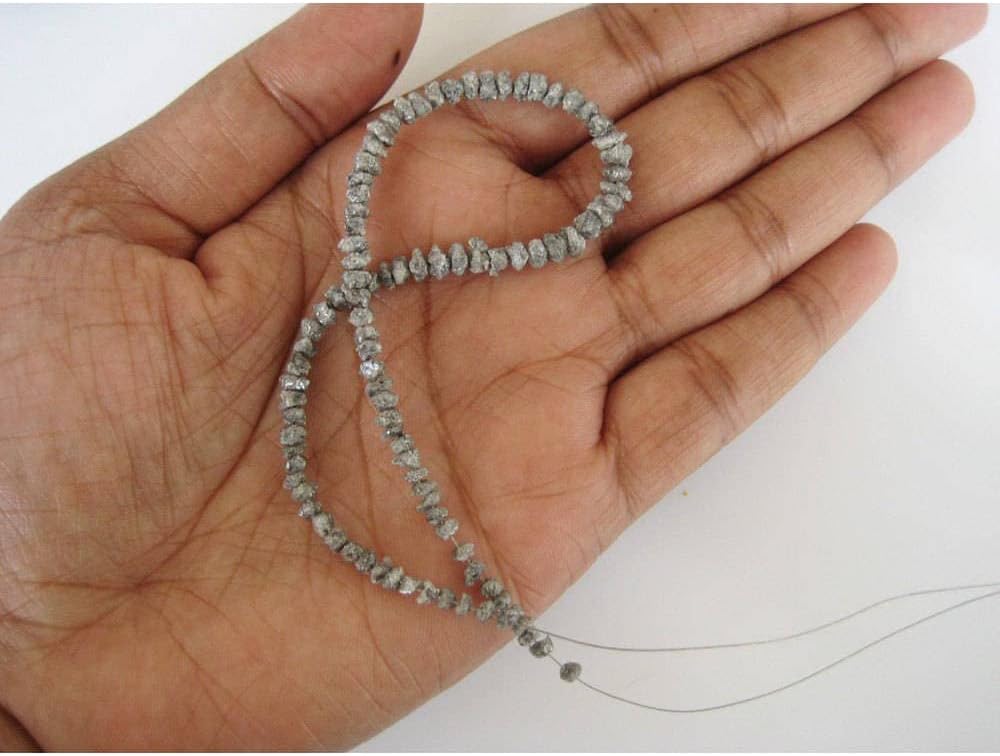 6mm-8mm Sparkling Gray Natural Diamonds, Raw Diamond Beads, 1mm Hole Drilled Beads, Uncut Beads, Rough Diamond Beads (2Pcs To 10Pcs Option), 6 MM - 8 MM