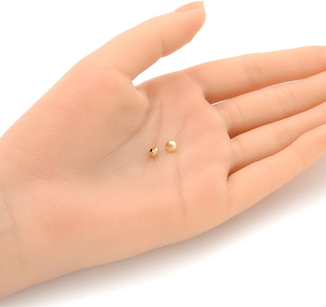 50pcs Adabele Real 1/20 14K Gold Filled 4.5mm (0.18 Inch) Saucer Bead Small Round Loose Beads Spacer (Hole 1.3mm) Non Tarnish for DIY Craft Jewelry Making JK2-G4