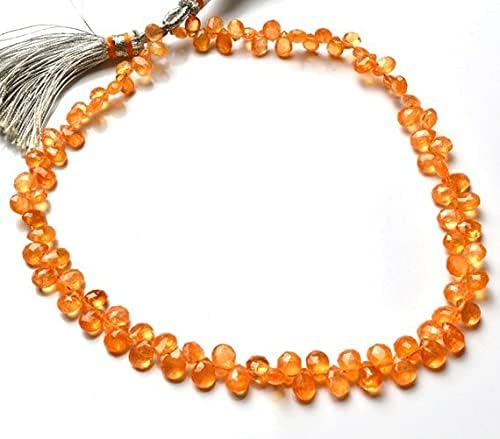 Beads Gemstone 1 Strand Natural 9 inch Natural Gemstone Spessartine Faceted Beads Pear Shape Briolettes Very Rare Orange Garnet 4 to 5 MM Code-HIGH-22642