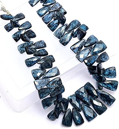 8 inch Strand of Natural Blue Kyanite 6x10-8x12mm Trillion Faceted briolette Beads for DIY Jewelry Making. |BRIO_01072