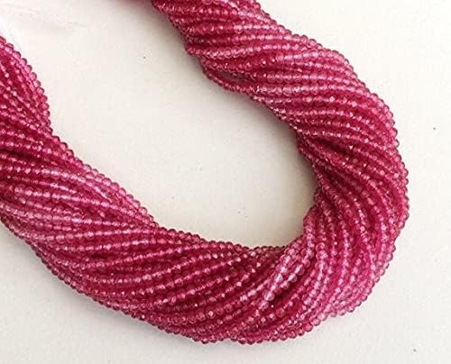 BEADS GEMSTONE 5 Strand Natural Pink Shaded Coated Quartz Beads, Pink Quartz Micro Faceted Rondelle Beads, Pink Quartz Necklace, 3-3.5mm 10 Inch Long Long Code-HIGH-16901