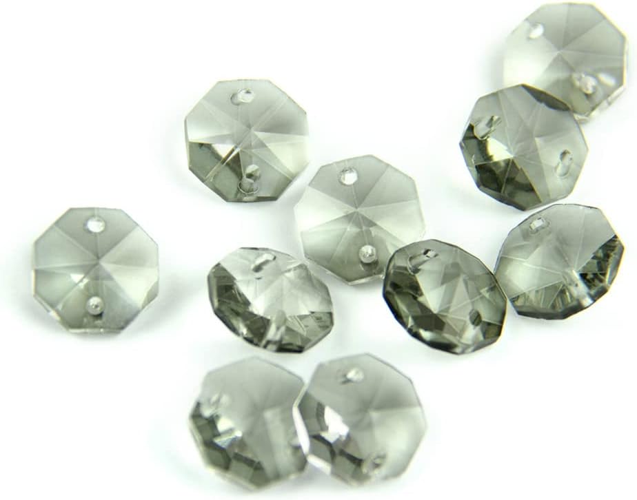 Hanging Crystals Prisms Crystal Glass Prisms Octagonal Beads with 1 Hole/2 Holes Lamp Glass Chandelier Parts for Pendant Decoration Hangings Crystals for Decoration(Black2,1 hole-1000pcs)