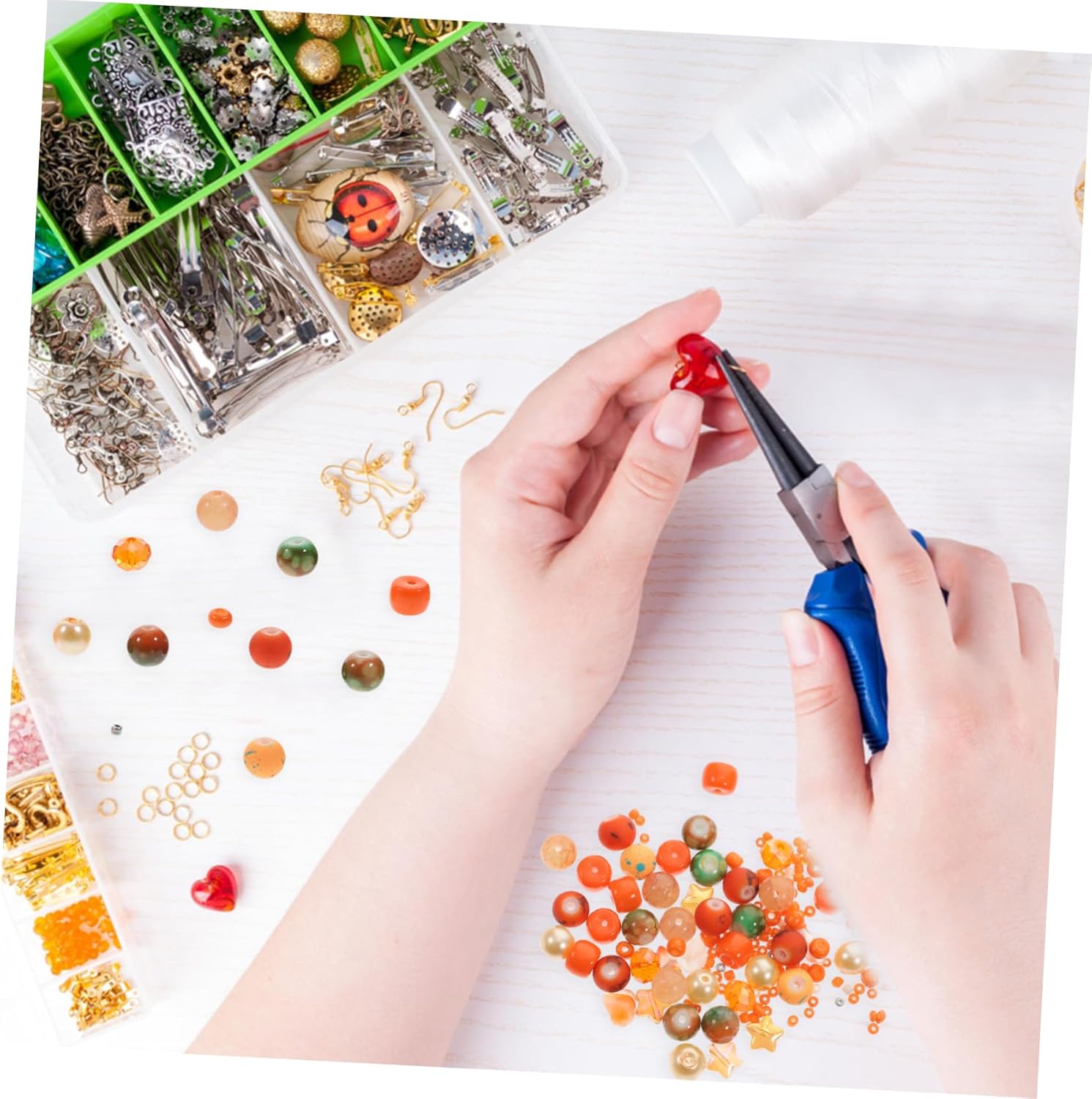 2 Packs MiPB9rrg Bead Kit Bracelet Making Kit Beads Round Loose Beads Crystal Bracelet Making Kit Manual Bead Bracelet Plastic (Orange 0.8X