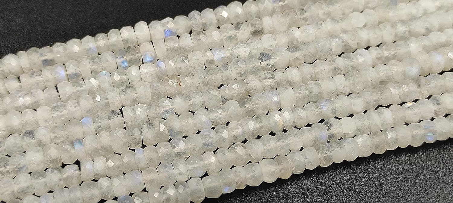 Hanumat Gems Lot of 10 Strands Beautiful Natural White Rainbow Faceted Rondelle Shape Gemstone Beads,Rainbow Rondelle Beads,Rainbow Faceted Beads,5.00-6.00 MM Beads,13 Inches Strand