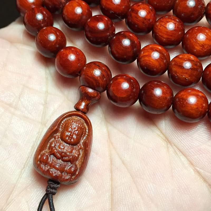 xiexuelian 【小沙弥款】小叶紫檀0.8 * 108颗鸡血红佛珠手串手链念珠(小叶紫檀小沙弥款)