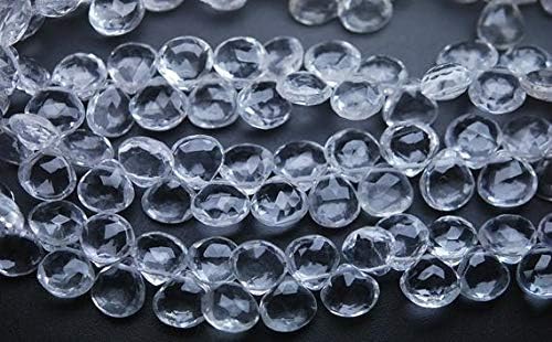 40 Beads,Rock Crystal Quartz Micro Faceted Heart Shaped Briolettes,9-10mm Long Code-HIGH-62656