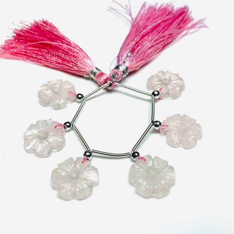 Natural Rose Quartz Fancy Smooth Beads 15 mm 4 inch Long String Jewelry Making Gemstone Beads for Necklace Bracelet