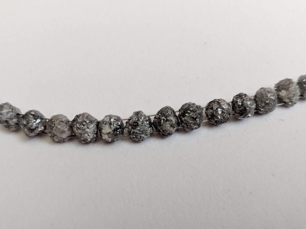 4-5-5mm Perfect Natural Round Gray Raw Diamond, Rough Diamond Rondelle Bead Side Drilled, Double Drilled Diamond Bracelet - (5Pcs To 10Pcs), 4.5-5 MM Approx.