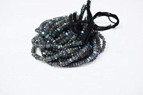 Blue Flashy Natural Labrarite Faceted Rondelles / 5-6 mm / 13 inches Code-HIGH-60870