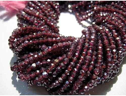 Garnet Gem Stone, Micro Faceted Coated Rondelle Beads, 3mm Beads, 5 Strands, 14 Inches Code-HIGH-49648
