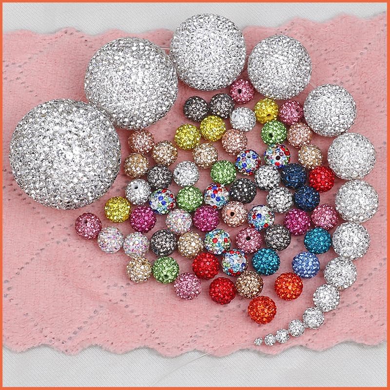 30pcs 3-40mm Shiny Crystal Beads, Rhinestone Beads for DIY Jewelry Making, Durable Spacer, Bracelet Charms for Crafting, Gifts (Champagne Color, 30pcs 40mm)