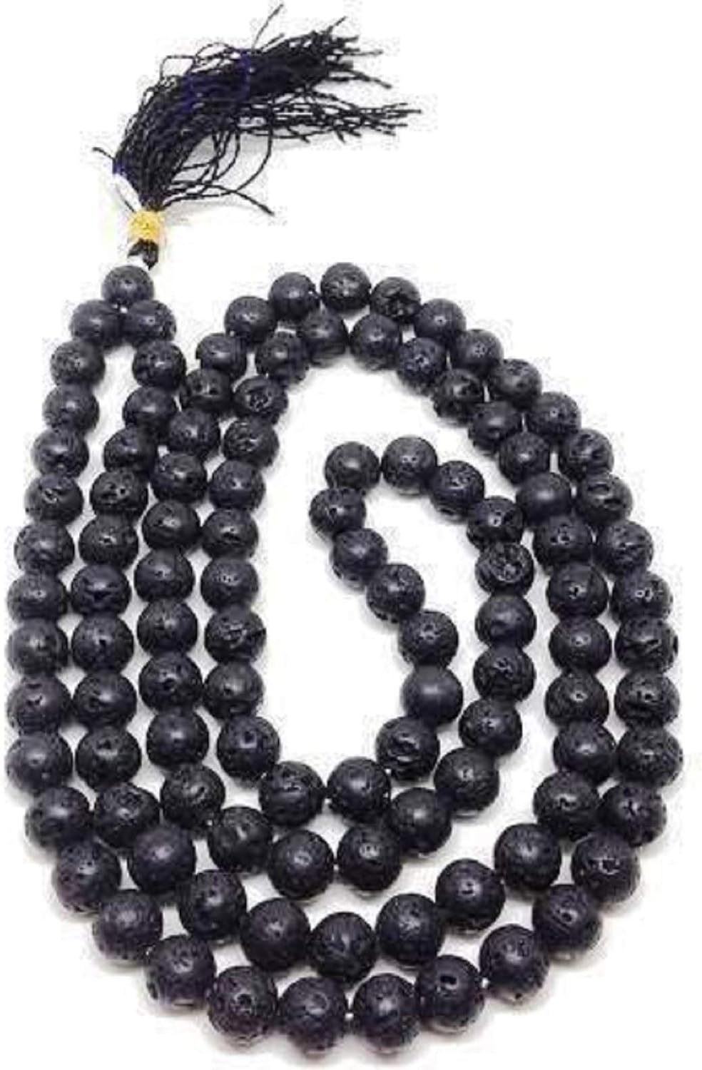 numeroastro Natural & Original Lava Stone Round Beads Mala (108+1) 109 Beads (8 MM) (1 Pc)