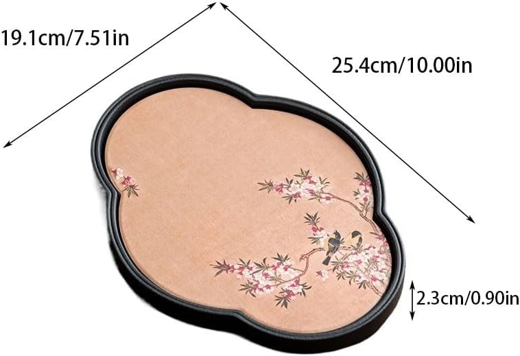 Tray Small Dry Tea Brewing Tray Chinese Crabapple Shaped Pot Holder Ceramic Pangu Style Pot Mat Tray Serving Trays(A)